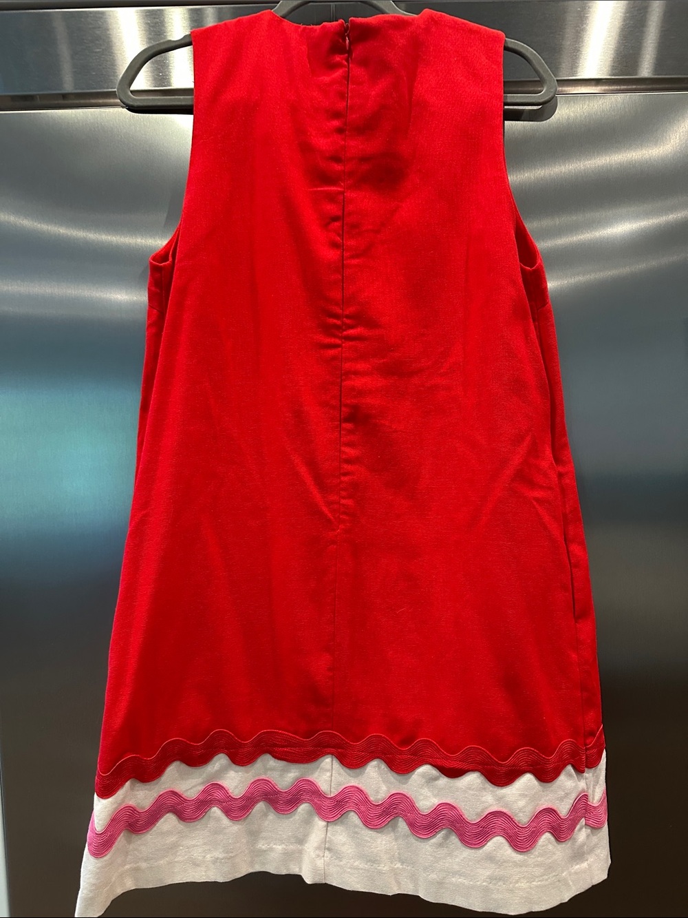 entro Red Sleeveless Mini Dress with Pink & White Trim - Picture 4 of 4